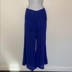 Chic Royal Blue Wide Leg Women's Pants